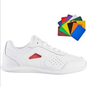 Girls cheerleading tumbling dance white tennis shoes size 2.5